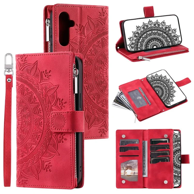 Style 006 For Samsung Galaxy A16 5G Wallet Case PU Leather Phone Cover Mandala Flower Pattern