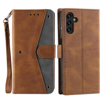 For Samsung Galaxy A16 5G Leather Case Splicing Stitching Wallet Stand Phone Cover with Strap