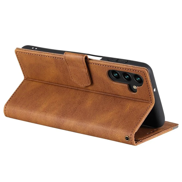For Samsung Galaxy A16 5G Leather Case Splicing Stitching Wallet Stand Phone Cover with Strap
