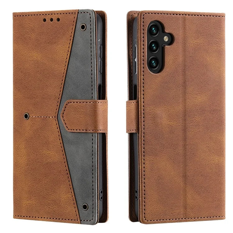 For Samsung Galaxy A16 5G Leather Case Splicing Stitching Wallet Stand Phone Cover with Strap