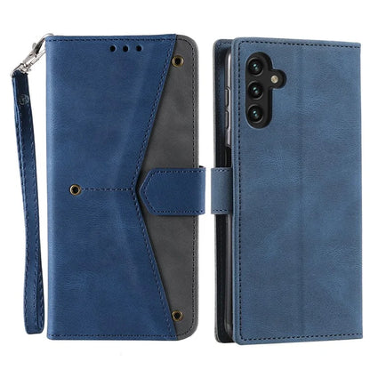 For Samsung Galaxy A16 5G Leather Case Splicing Stitching Wallet Stand Phone Cover with Strap