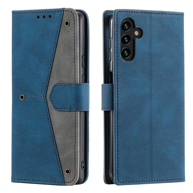 For Samsung Galaxy A16 5G Leather Case Splicing Stitching Wallet Stand Phone Cover with Strap