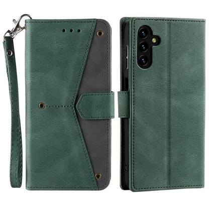 For Samsung Galaxy A16 5G Leather Case Splicing Stitching Wallet Stand Phone Cover with Strap