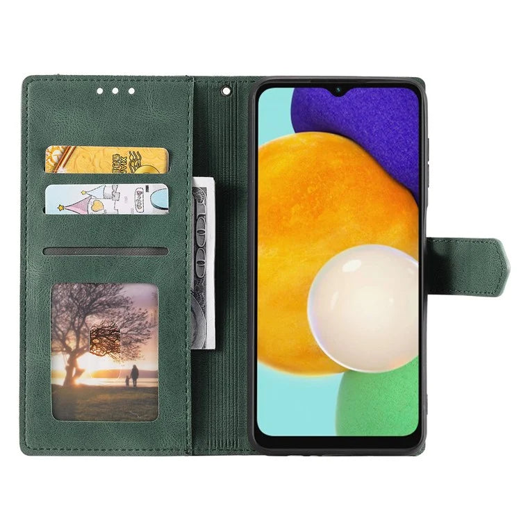 For Samsung Galaxy A16 5G Leather Case Splicing Stitching Wallet Stand Phone Cover with Strap