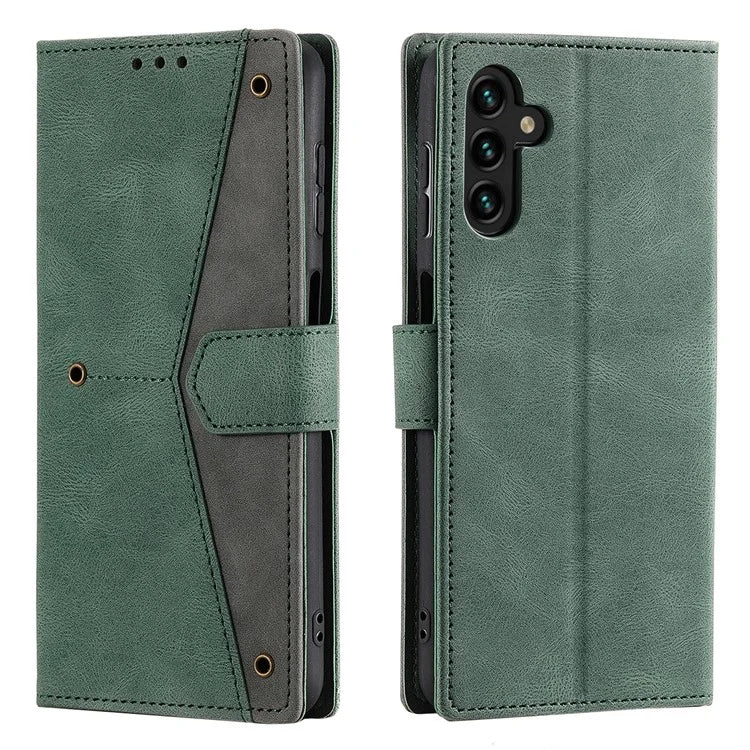 For Samsung Galaxy A16 5G Leather Case Splicing Stitching Wallet Stand Phone Cover with Strap