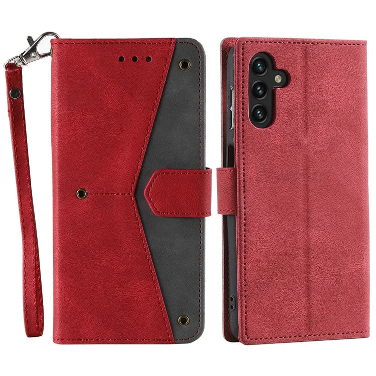 For Samsung Galaxy A16 5G Leather Case Splicing Stitching Wallet Stand Phone Cover with Strap