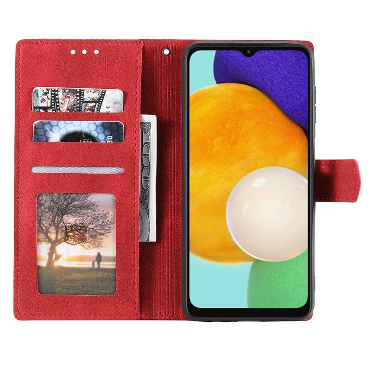For Samsung Galaxy A16 5G Leather Case Splicing Stitching Wallet Stand Phone Cover with Strap