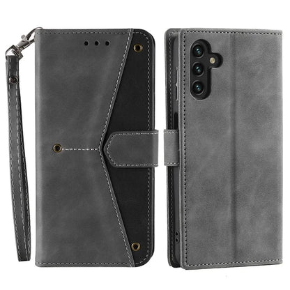 For Samsung Galaxy A16 5G Leather Case Splicing Stitching Wallet Stand Phone Cover with Strap