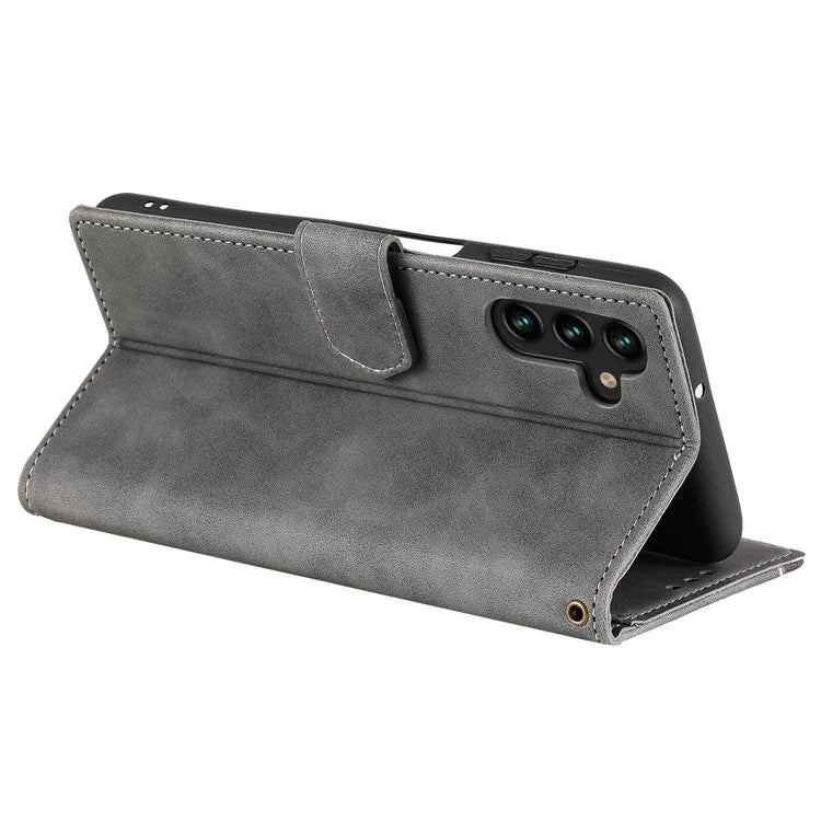For Samsung Galaxy A16 5G Leather Case Splicing Stitching Wallet Stand Phone Cover with Strap