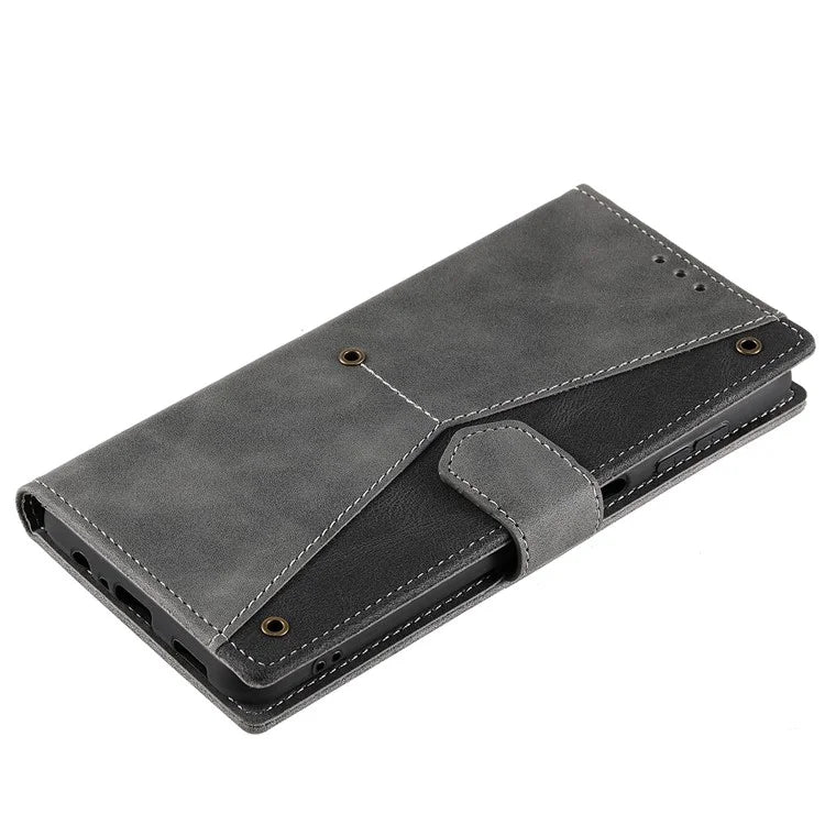 For Samsung Galaxy A16 5G Leather Case Splicing Stitching Wallet Stand Phone Cover with Strap
