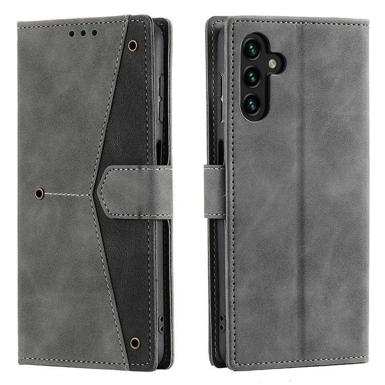 For Samsung Galaxy A16 5G Leather Case Splicing Stitching Wallet Stand Phone Cover with Strap