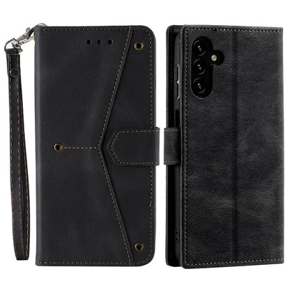 For Samsung Galaxy A16 5G Leather Case Splicing Stitching Wallet Stand Phone Cover with Strap