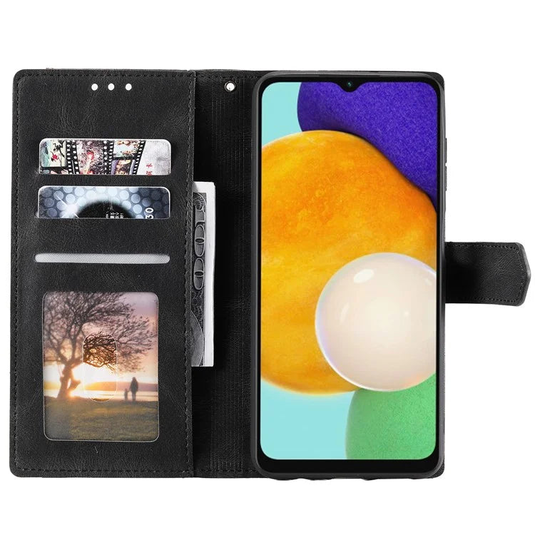 For Samsung Galaxy A16 5G Leather Case Splicing Stitching Wallet Stand Phone Cover with Strap