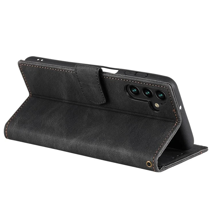 For Samsung Galaxy A16 5G Leather Case Splicing Stitching Wallet Stand Phone Cover with Strap
