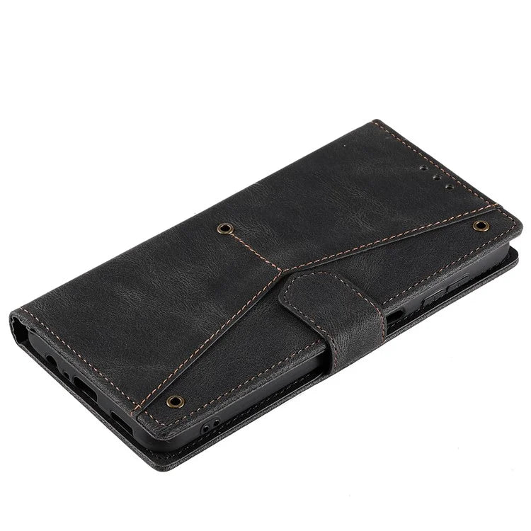 For Samsung Galaxy A16 5G Leather Case Splicing Stitching Wallet Stand Phone Cover with Strap