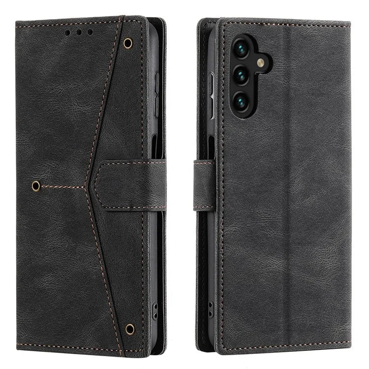 For Samsung Galaxy A16 5G Leather Case Splicing Stitching Wallet Stand Phone Cover with Strap