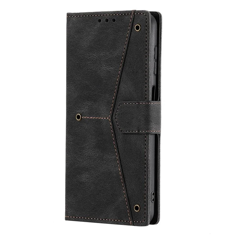 For Samsung Galaxy A16 5G Leather Case Splicing Stitching Wallet Stand Phone Cover with Strap