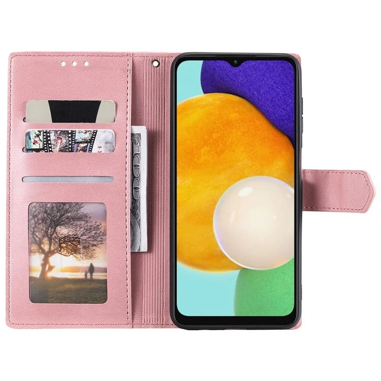 For Samsung Galaxy A16 5G Leather Case Splicing Stitching Wallet Stand Phone Cover with Strap