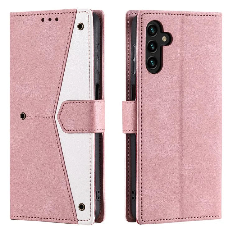 For Samsung Galaxy A16 5G Leather Case Splicing Stitching Wallet Stand Phone Cover with Strap
