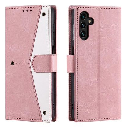 For Samsung Galaxy A16 5G Leather Case Splicing Stitching Wallet Stand Phone Cover with Strap