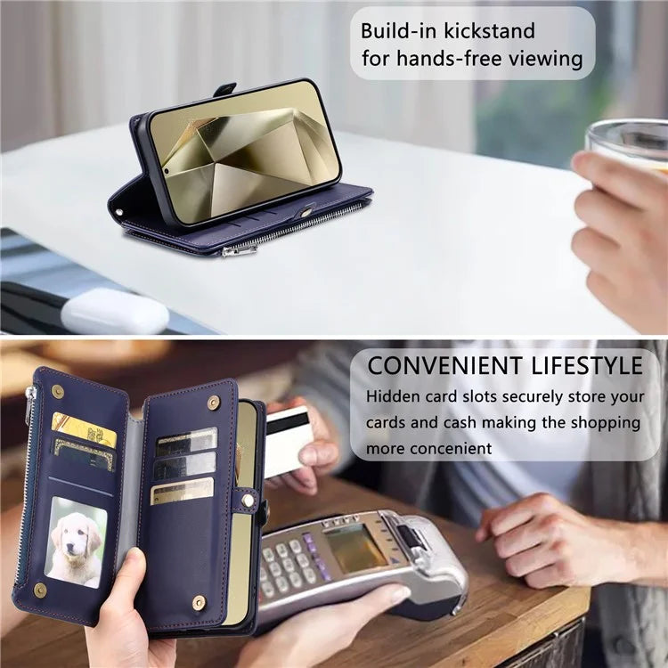 015 Style For Samsung Galaxy A16 5G Case TPU+PU Leather Wallet Phone Cover with Straps