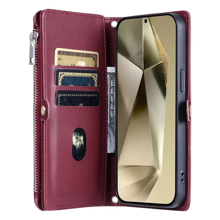 015 Style For Samsung Galaxy A16 5G Case TPU+PU Leather Wallet Phone Cover with Straps