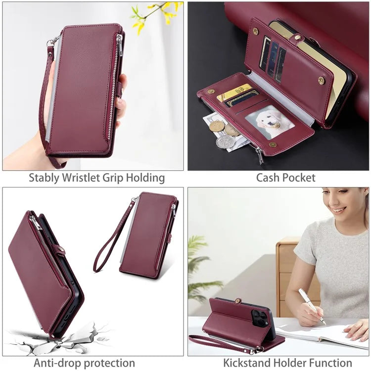 015 Style For Samsung Galaxy A16 5G Case TPU+PU Leather Wallet Phone Cover with Straps