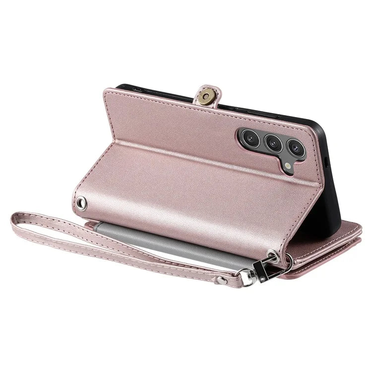 015 Style For Samsung Galaxy A16 5G Case TPU+PU Leather Wallet Phone Cover with Straps