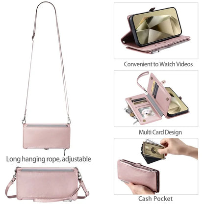 015 Style For Samsung Galaxy A16 5G Case TPU+PU Leather Wallet Phone Cover with Straps