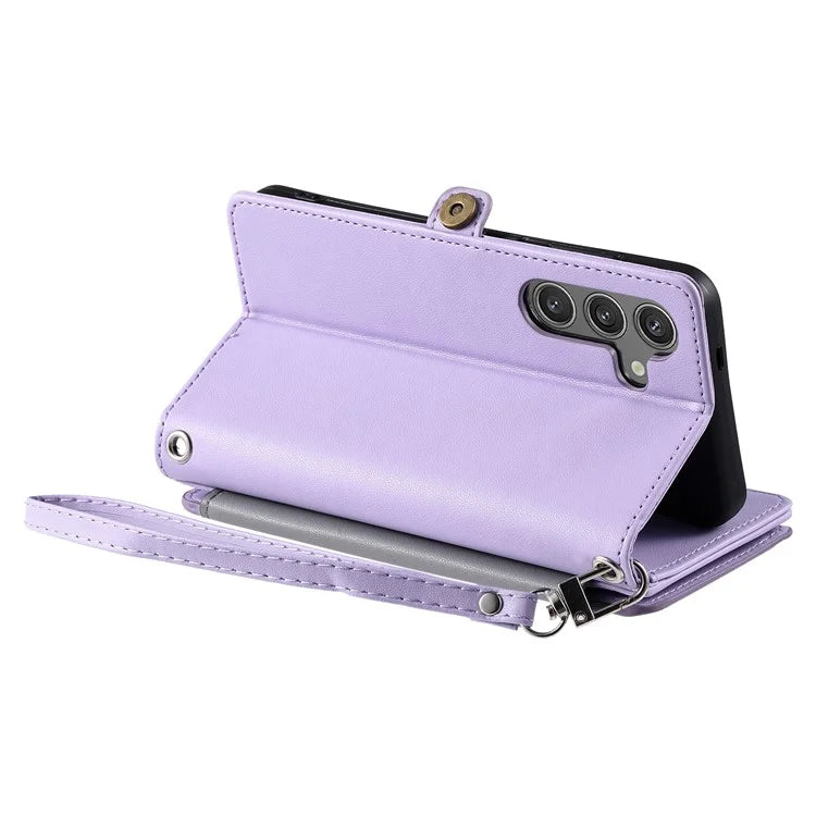 015 Style For Samsung Galaxy A16 5G Case TPU+PU Leather Wallet Phone Cover with Straps