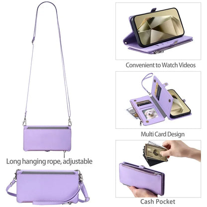 015 Style For Samsung Galaxy A16 5G Case TPU+PU Leather Wallet Phone Cover with Straps