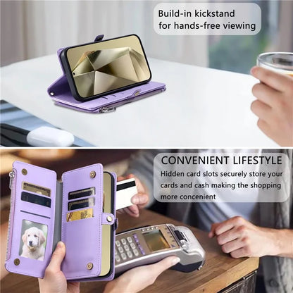 015 Style For Samsung Galaxy A16 5G Case TPU+PU Leather Wallet Phone Cover with Straps