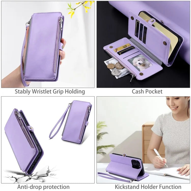 015 Style For Samsung Galaxy A16 5G Case TPU+PU Leather Wallet Phone Cover with Straps