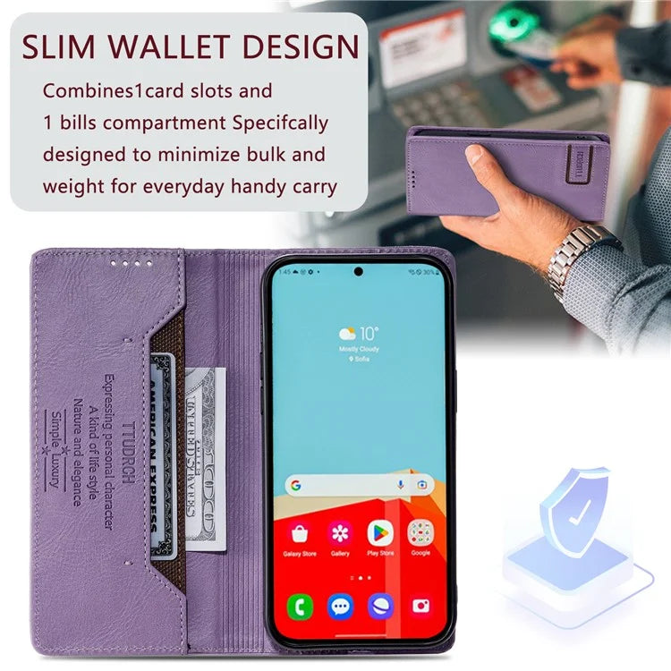 TTUDRCH Style 007 For Samsung Galaxy A16 5G Leather Case RFID Blocking Wallet Stand Phone Cover
