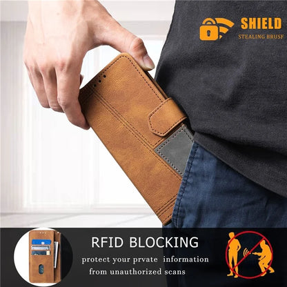 For Samsung Galaxy A16 5G Leather Case RFID Blocking Wallet Stand Phone Cover with Strap