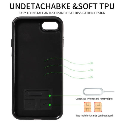 004 For iPhone SE (2022) / SE (2020) / iPhone 8 / 7 Case Leather+TPU Phone Cover with Card Holder and Ring Kickstand