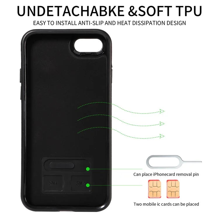 004 For iPhone SE (2022) / SE (2020) / iPhone 8 / 7 Case Leather+TPU Phone Cover with Card Holder and Ring Kickstand