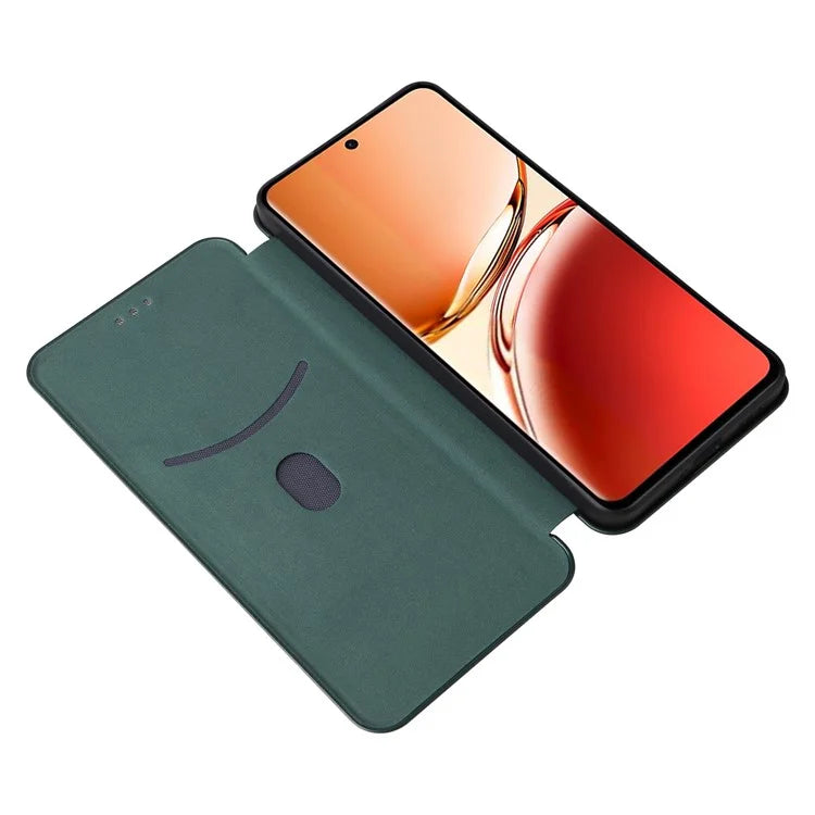 For Oppo Reno12 F 5G Case Carbon Fiber Texture Leather Phone Cover with Card Slot