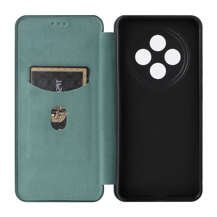For Oppo Reno12 F 5G Case Carbon Fiber Texture Leather Phone Cover with Card Slot