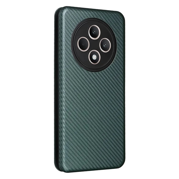 For Oppo Reno12 F 5G Case Carbon Fiber Texture Leather Phone Cover with Card Slot