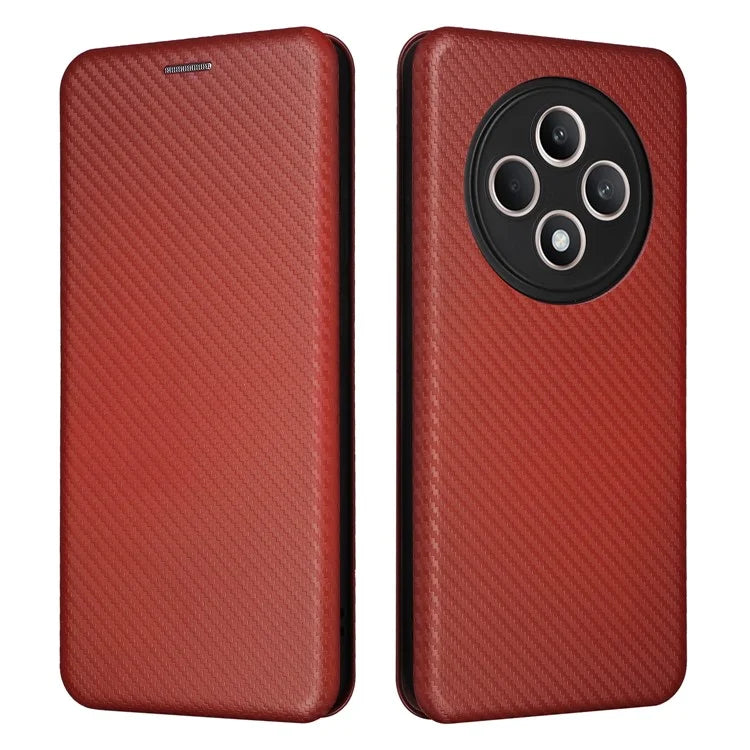 For Oppo Reno12 F 5G Case Carbon Fiber Texture Leather Phone Cover with Card Slot