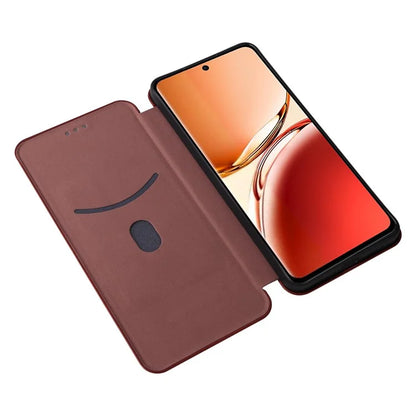 For Oppo Reno12 F 5G Case Carbon Fiber Texture Leather Phone Cover with Card Slot