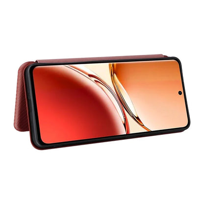 For Oppo Reno12 F 5G Case Carbon Fiber Texture Leather Phone Cover with Card Slot