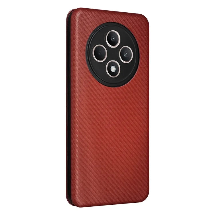 For Oppo Reno12 F 5G Case Carbon Fiber Texture Leather Phone Cover with Card Slot