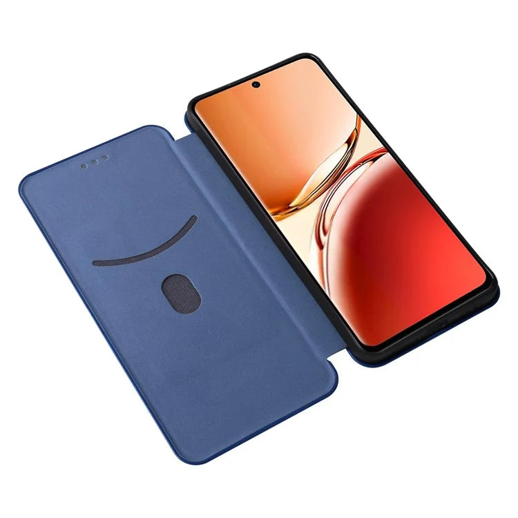 For Oppo Reno12 F 5G Case Carbon Fiber Texture Leather Phone Cover with Card Slot