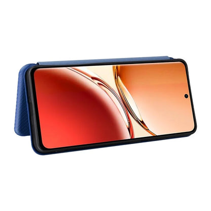 For Oppo Reno12 F 5G Case Carbon Fiber Texture Leather Phone Cover with Card Slot