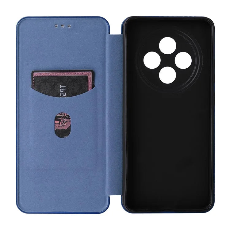 For Oppo Reno12 F 5G Case Carbon Fiber Texture Leather Phone Cover with Card Slot