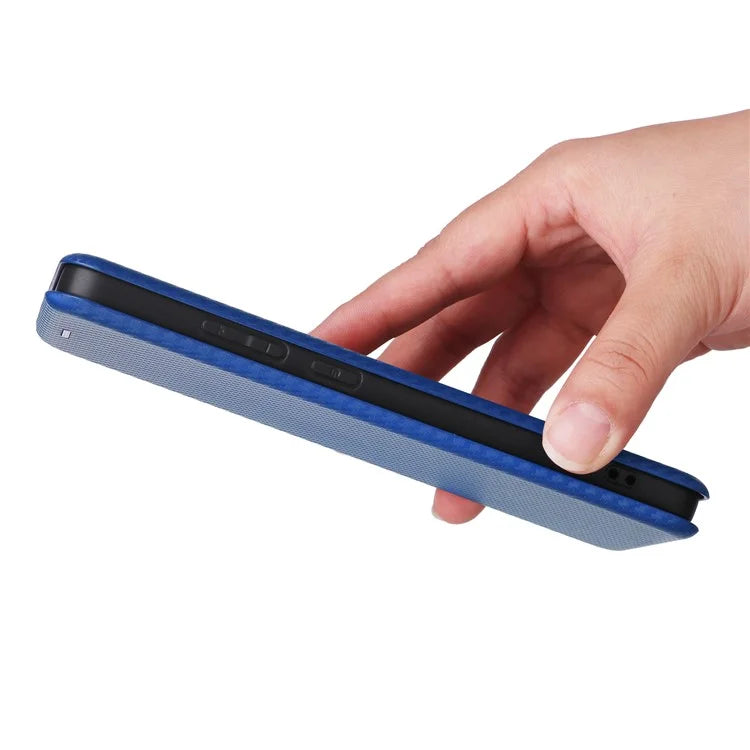 For Oppo Reno12 F 5G Case Carbon Fiber Texture Leather Phone Cover with Card Slot