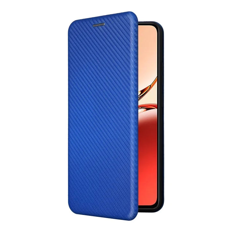 For Oppo Reno12 F 5G Case Carbon Fiber Texture Leather Phone Cover with Card Slot