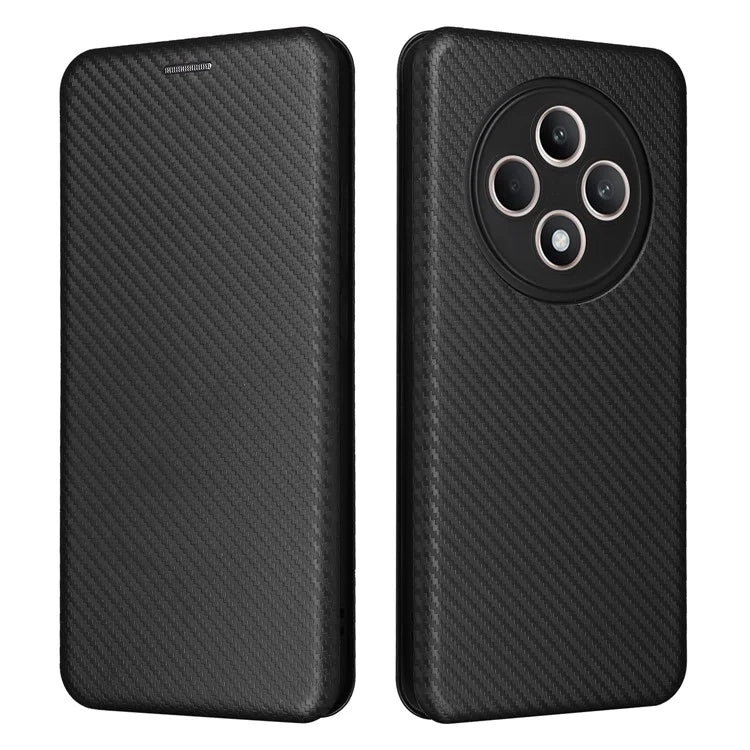 For Oppo Reno12 F 5G Case Carbon Fiber Texture Leather Phone Cover with Card Slot